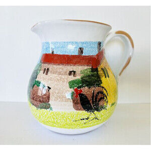Sur la Table Pitcher Rooster Country farmhouse hand paint Italy jug